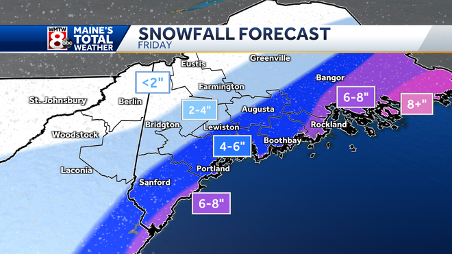 Storm blankets Maine with several inches of snow