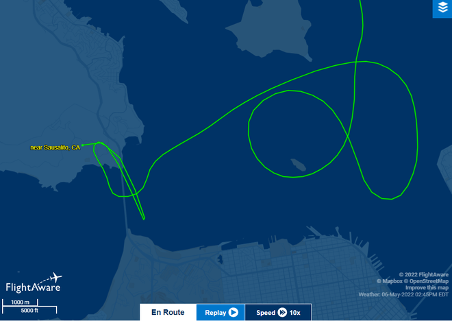 FlightAware shows the flight path of the Sacramento-area plane that crashed Friday in the Marin Headlands