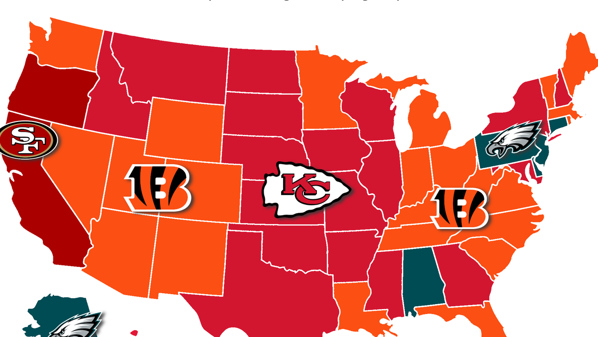 Bleacher Report on X: Facebook fandom maps for the AFC & NFC  Championship games   / X