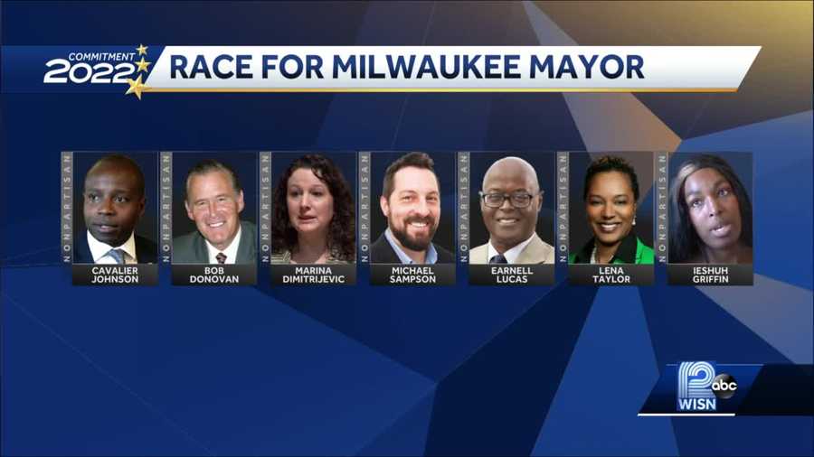 Photo shows seven candidates for Milwaukee mayor