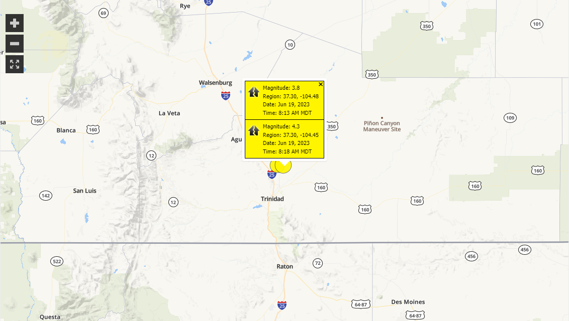 4.3 on the Richter scale in Trinidad and Colorado, an earthquake was felt in New Mexico