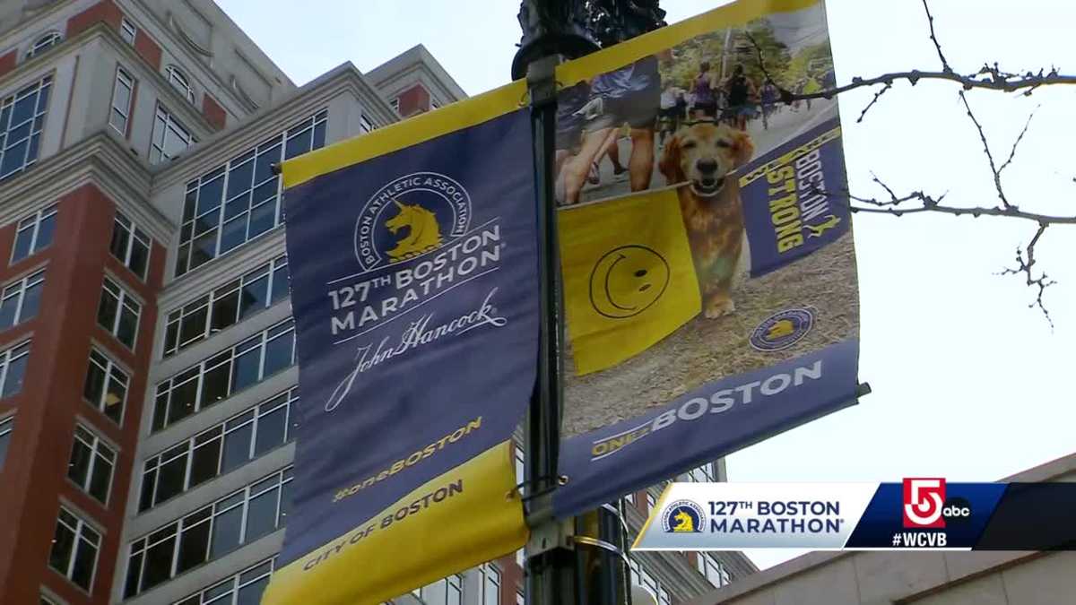 Excitement builds as Boston Marathon banners arrive along course