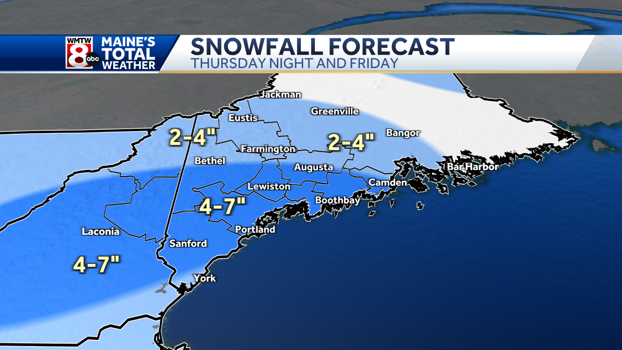 Moderate Snowfall Arrives In Maine Thursday Night