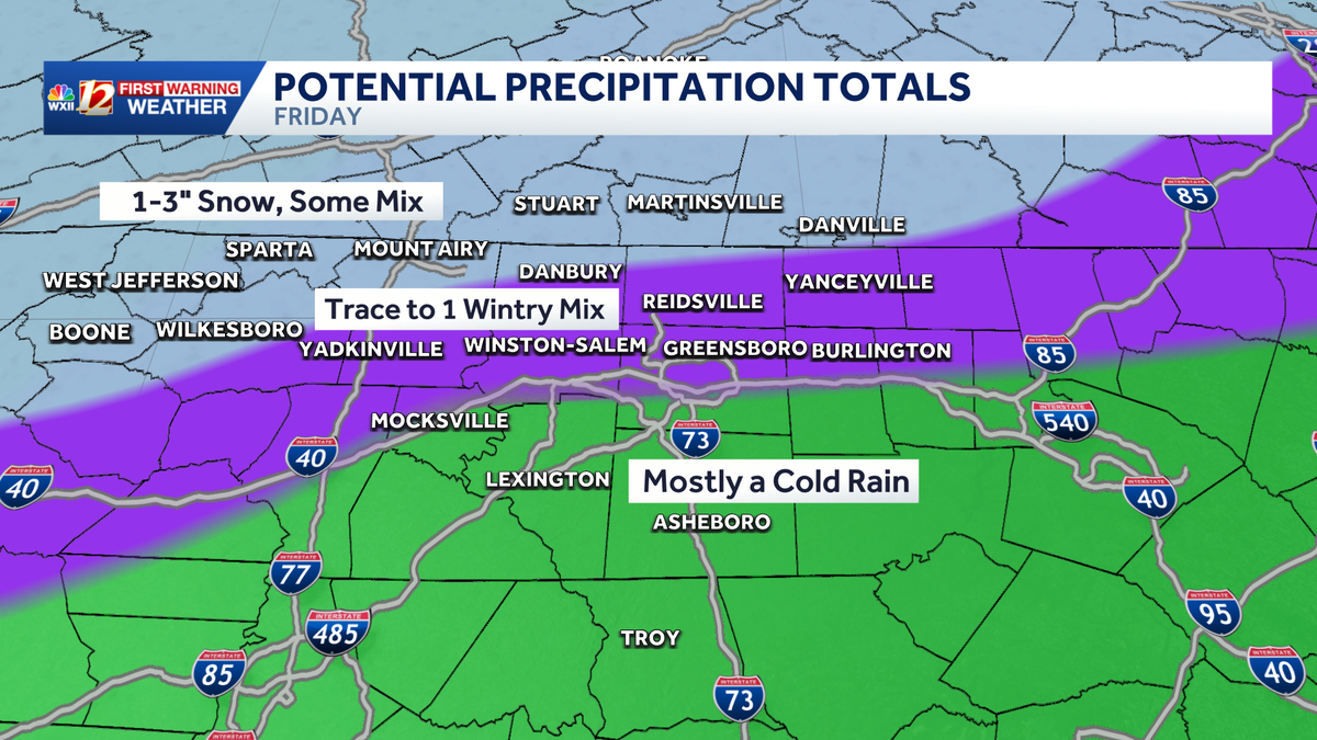Wintry mix chances for the Piedmont Triad | Hour-by-hour forecast in North Carolina