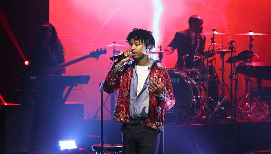 Rapper 21 Savage performs on "The Tonight Show Starring Jimmy Fallon."