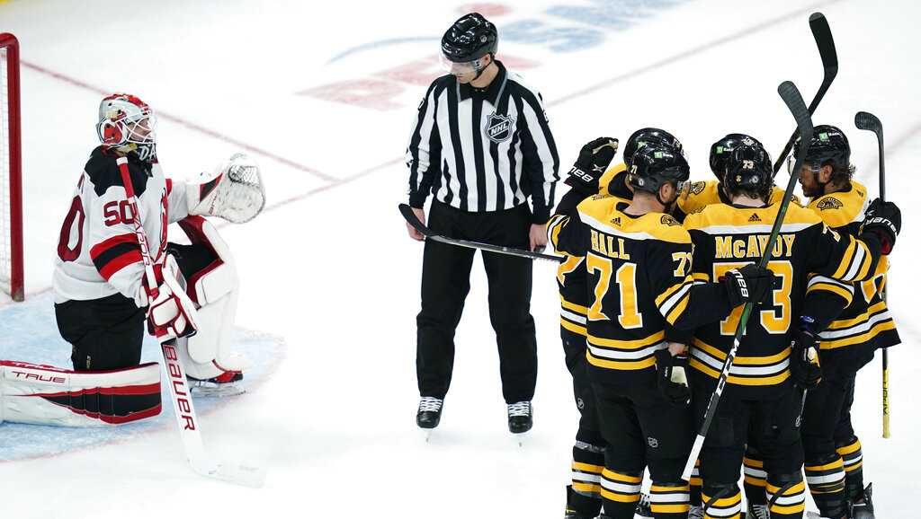 Bruins score most goals since 2019 in rout of Devils
