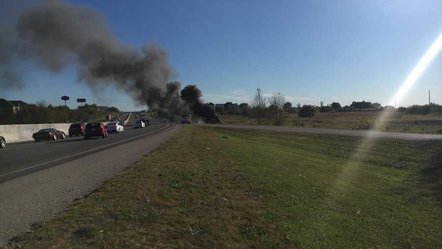 Pickup truck on fire on I-49 in Springdale