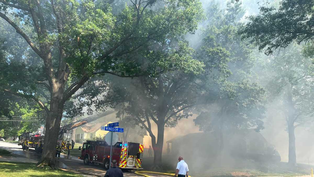 Kansas firefighters work to put out large house fire in Johnson County