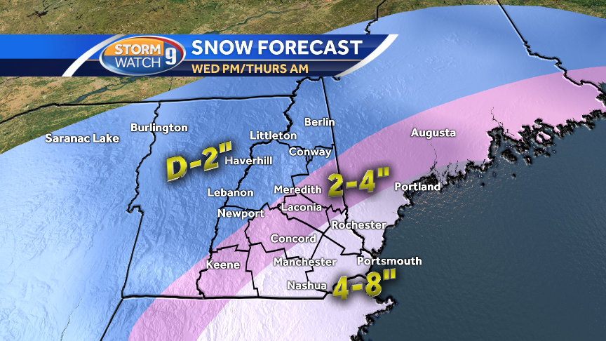 Mid-week nor'easter expected to bring 4-8 inches of snow to southeastern NH