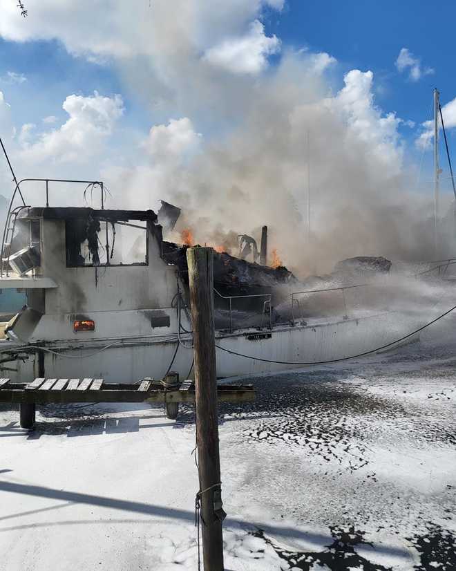 Boat caught on fire at the Bayou Bonfouca Marina on Friday