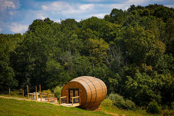 Spend the night inside a big bourbon barrel at Kentucky campsite