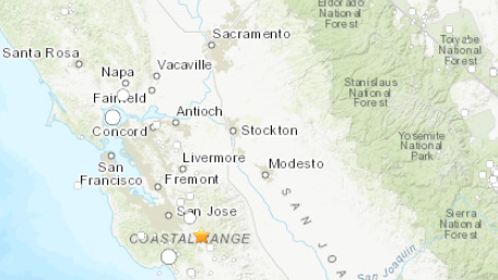 A 3.4 magnitude earthquake was reported near Morgan Hill Saturday.