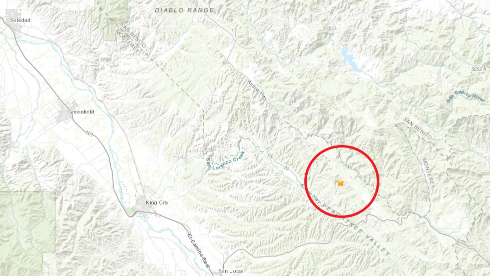 3.4 magnitude earthquake strikes east of King City