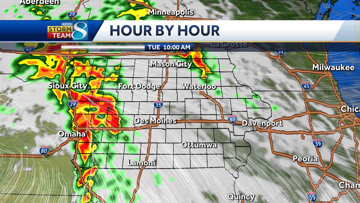 Tracking severe weather in Iowa Hourbyhour forecast for Tuesday
