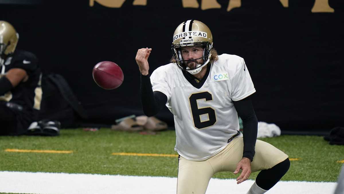 New Orleans Saints punter Thomas Morestead (6) punts the ball