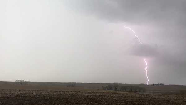 lightning strike near eldora, iowa, on april 16, 2024