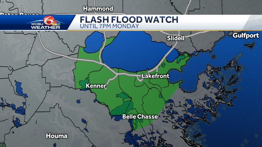 Flash Flood Watch Sunday for portion of southeast Louisiana