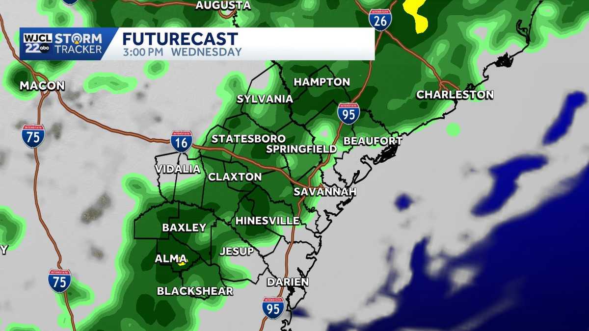 Rain showers likely Wednesday...the timing and totals for Southeast Georgia, Lowcountry