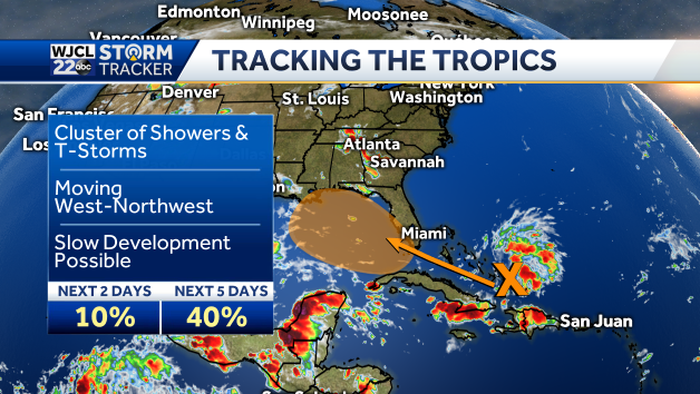 Image of potential tropical storms in the Atlantic Ocean