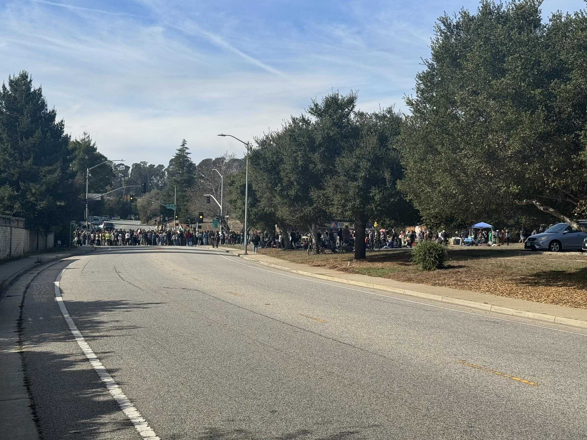 Pro Palestine demonstrators blocking roads near UC Santa Cruz