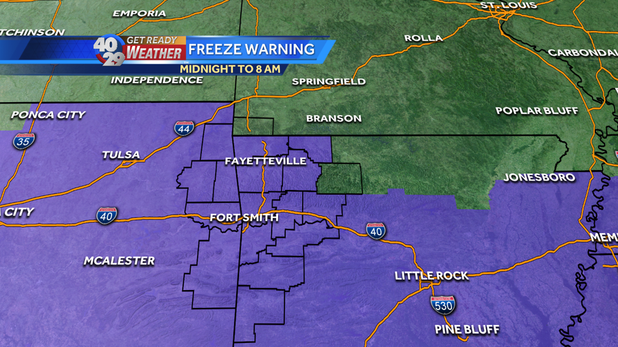 Freeze warnings for tonight