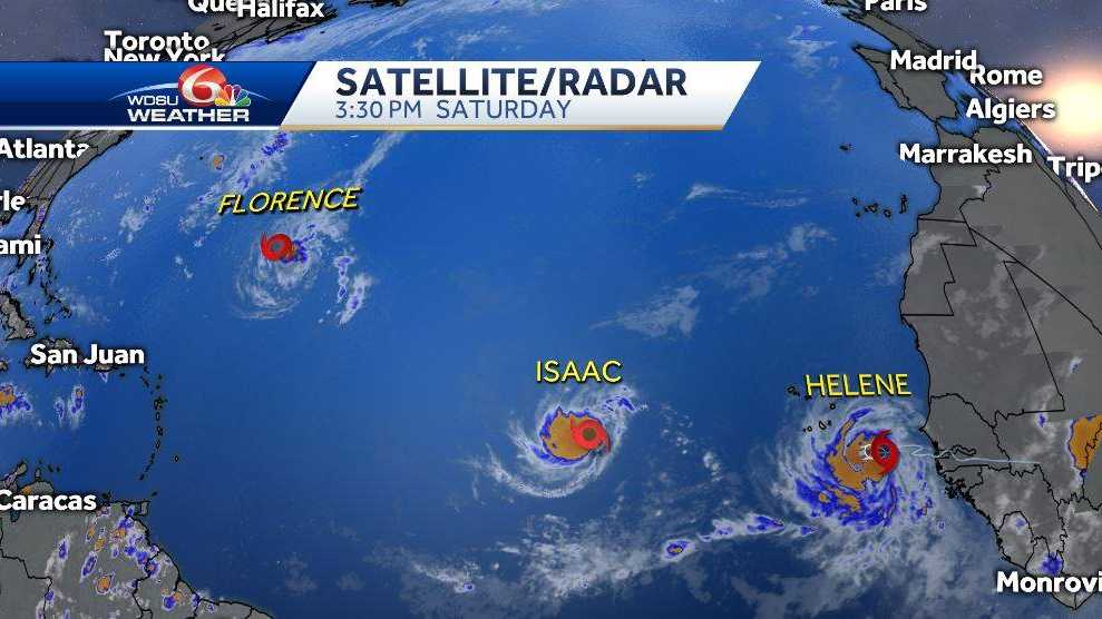 Isaac forms, now three active tropical storms in Atlantic