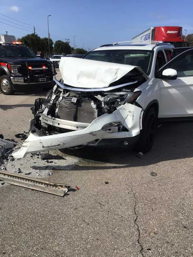 1 hospitalized after truck flips in south Fort Myers crash