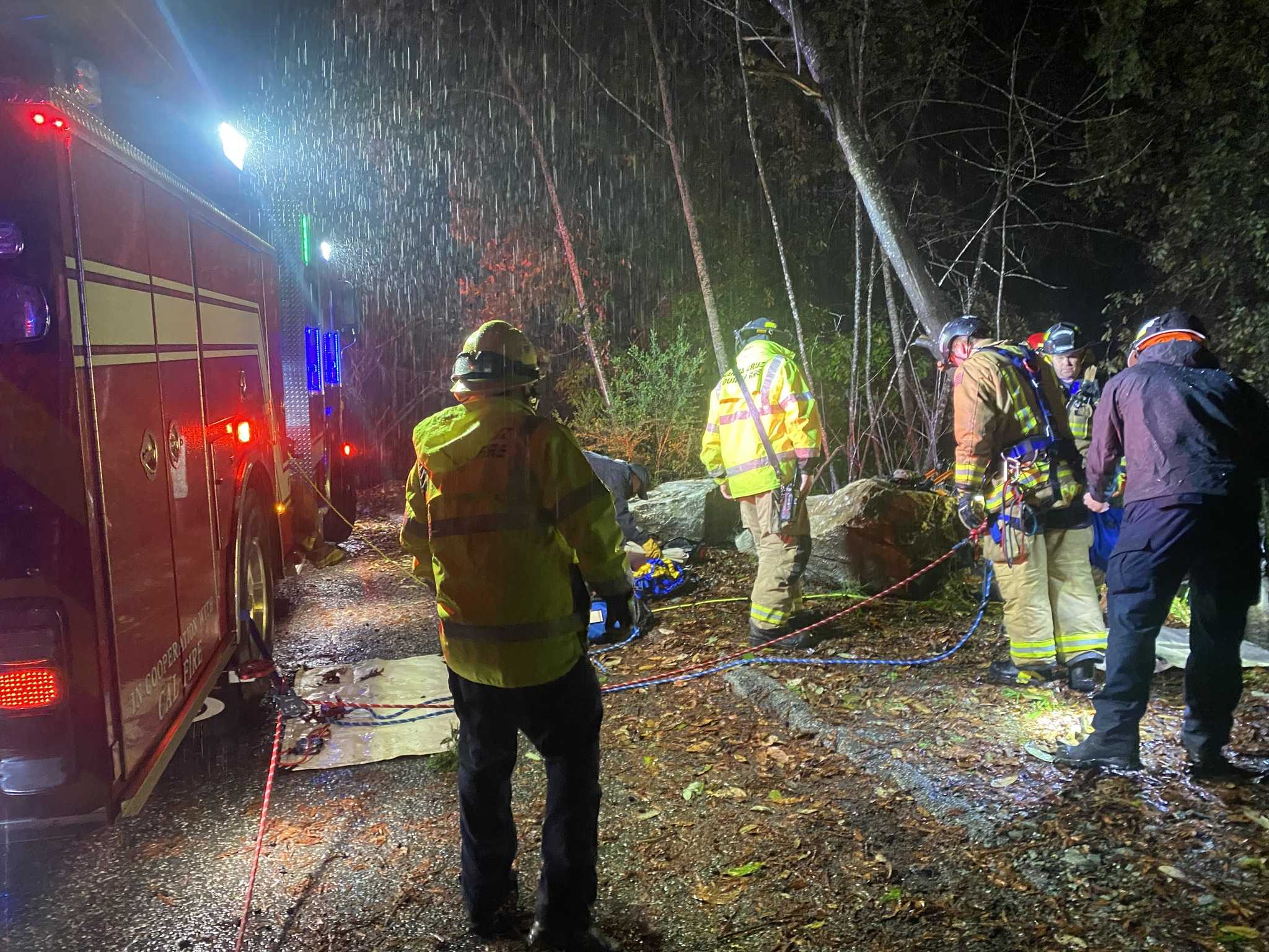 Person saved after driving off a 200 foot embankment in Santa Cruz