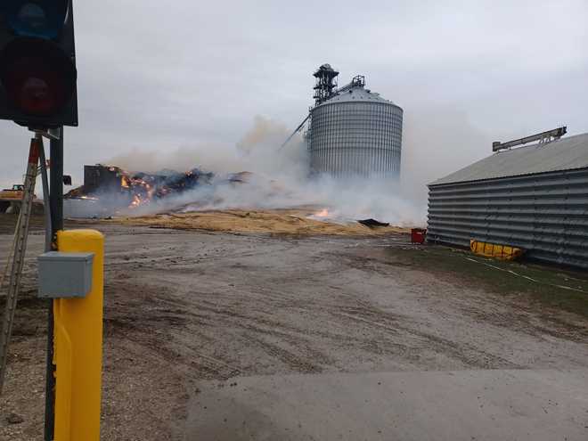 Firefighters spend hours battling grain bin fire in Hamilton County