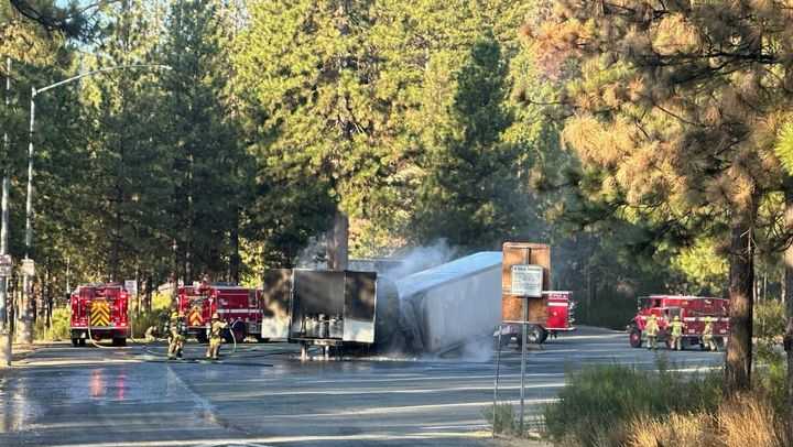 Big rig fire on westbound I-80 near Gold Run in Placer County