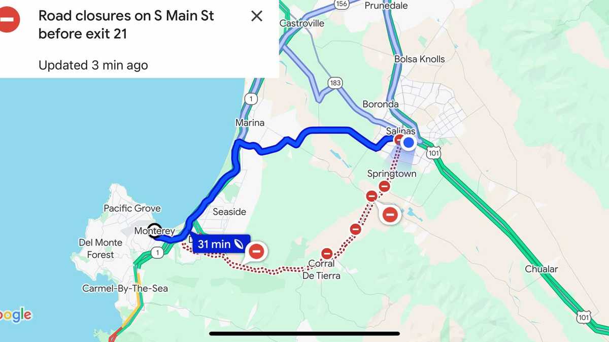 Is Highway 68 closed until 2026? No, but Google seems to think so. - KSBW