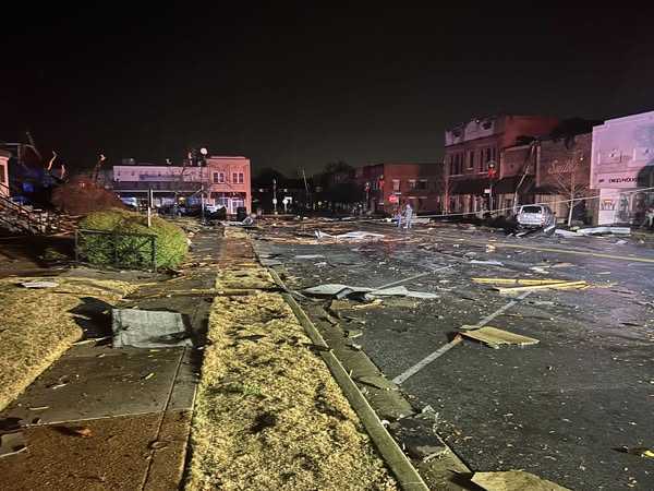 Storm damage in downtown Athens