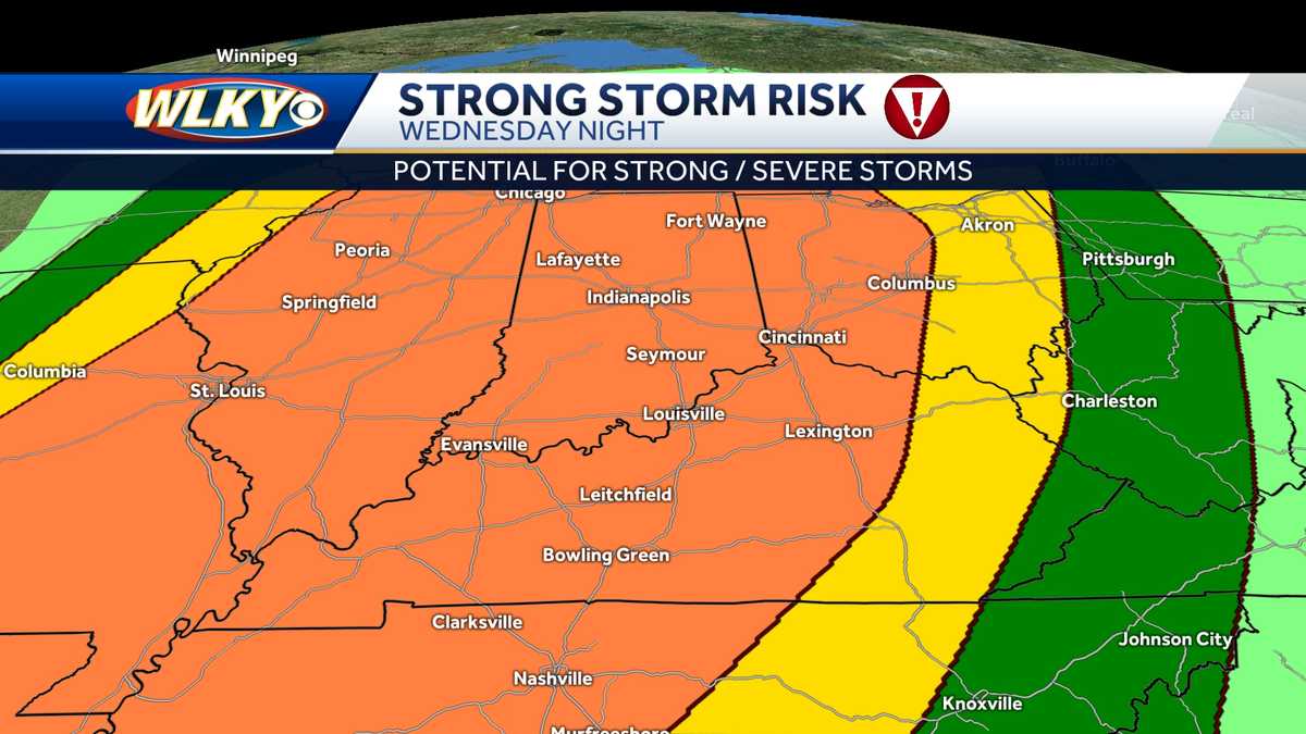 Louisville weekly weather: Quiet start, more strong storms Wednesday night