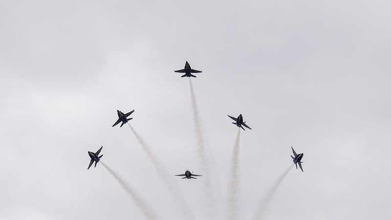 PHOTOS: Blue Angels' flyover during USNA Class of 2020 cap toss