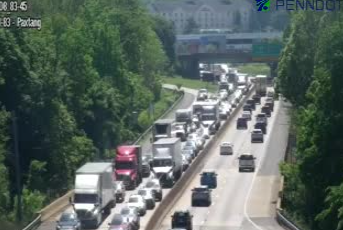 Severe traffic backlog after crash on Interstate 83 in Dauphin County, Pa.
