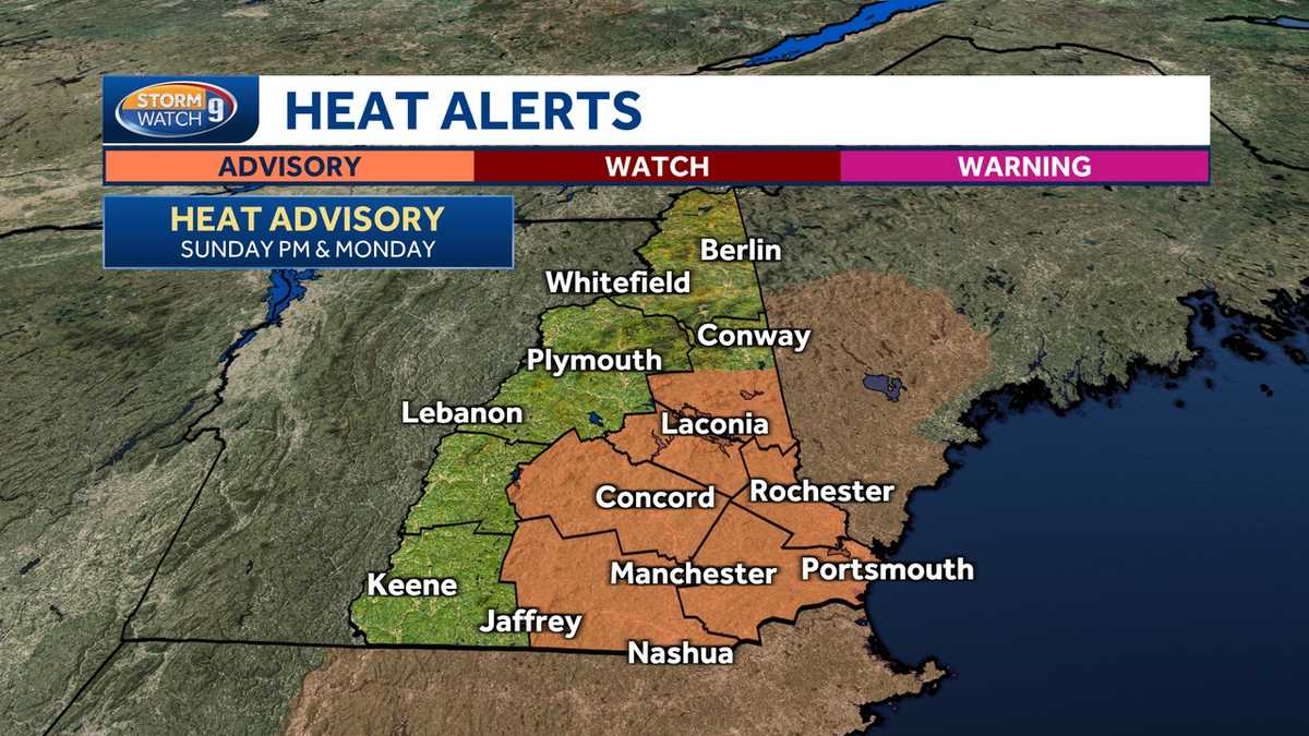 Pleasantly warm Saturday; heat advisory issued for parts of New Hampshire on Sunday