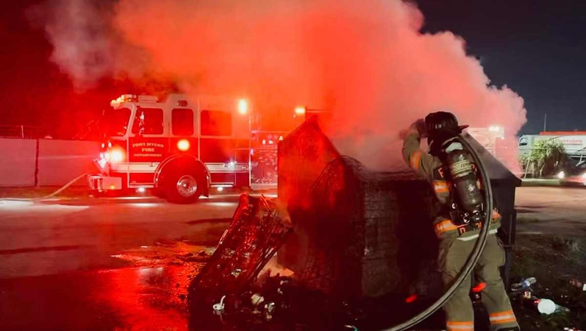 Dumpster erupts in flames after fireworks dumped inside on July 4 in Fort Myers