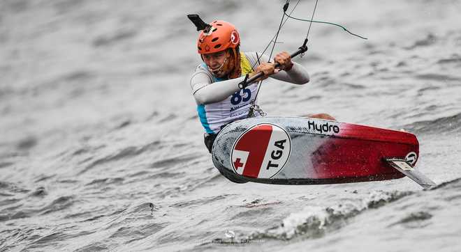 JJ Rice at the Formula Kite Sailing World Championships in August 2023 in the Netherlands.