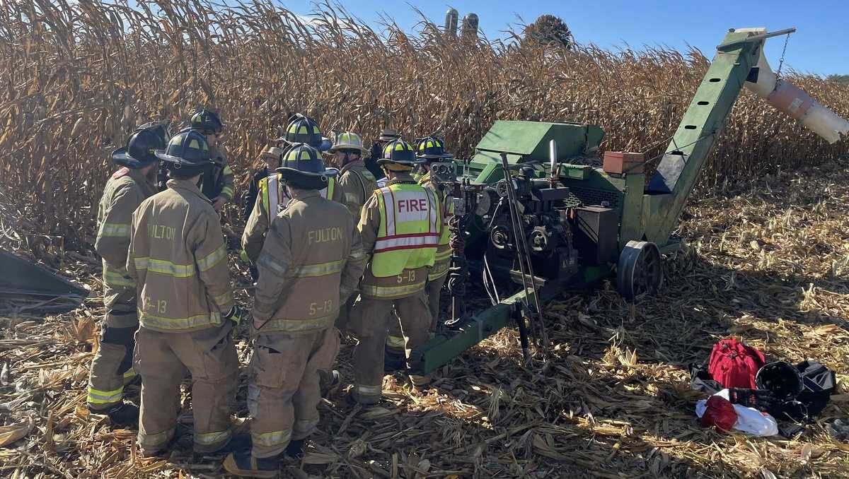Man taken to hospital after getting arm trapped in corn picker