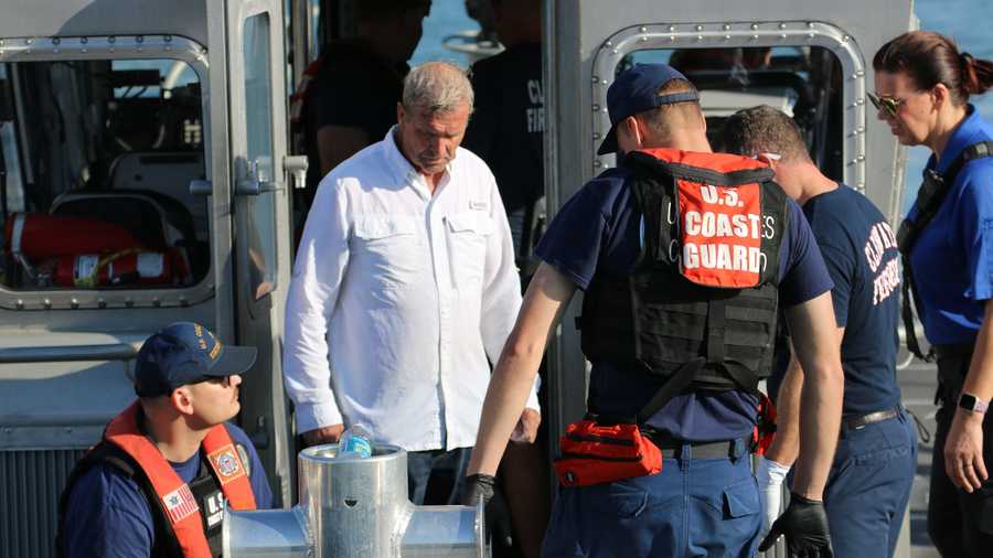 Four fishermen from Mulberry, Florida, were rescued by the U.S. Coast Guard after their boat overturned 26 miles offshore. Dennis Woods, 70; Clarence Woods, 90; Cris Harding Sr., 42; and Cris Harding Jr., 18