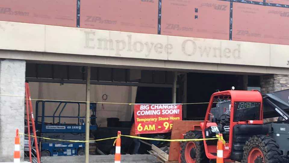 Wall collapses at Harps in Fort Smith