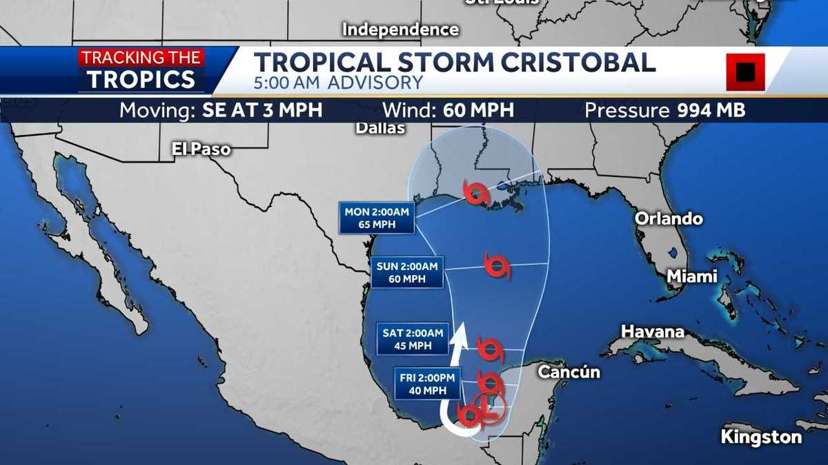 Tropical Storm Cristobal forms on second day of hurricane season