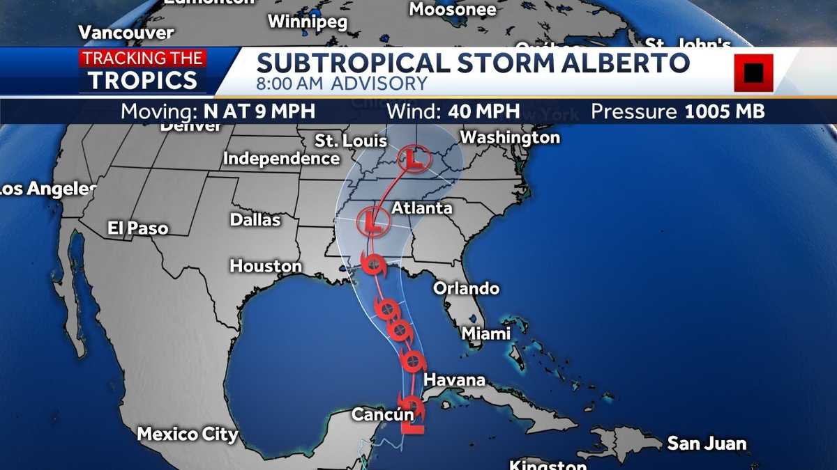 Alberto Tropical storm watches issued in Alabama, Florida, Mississippi