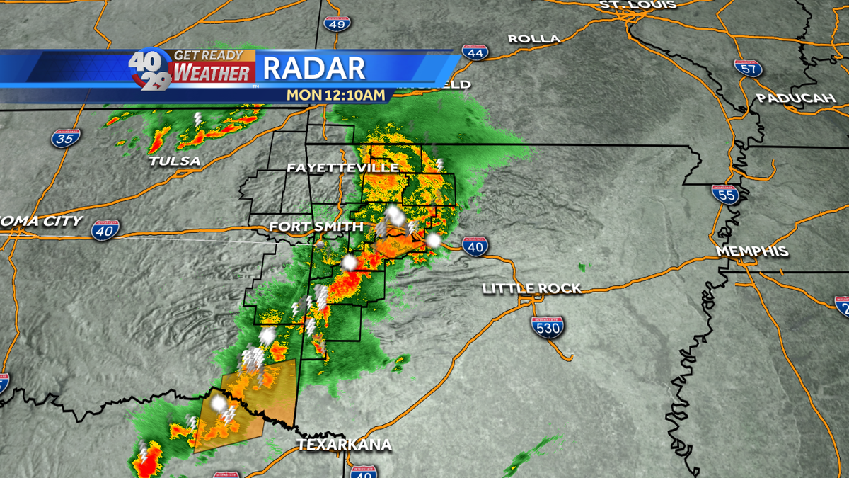 Strongest storms beginning to move east