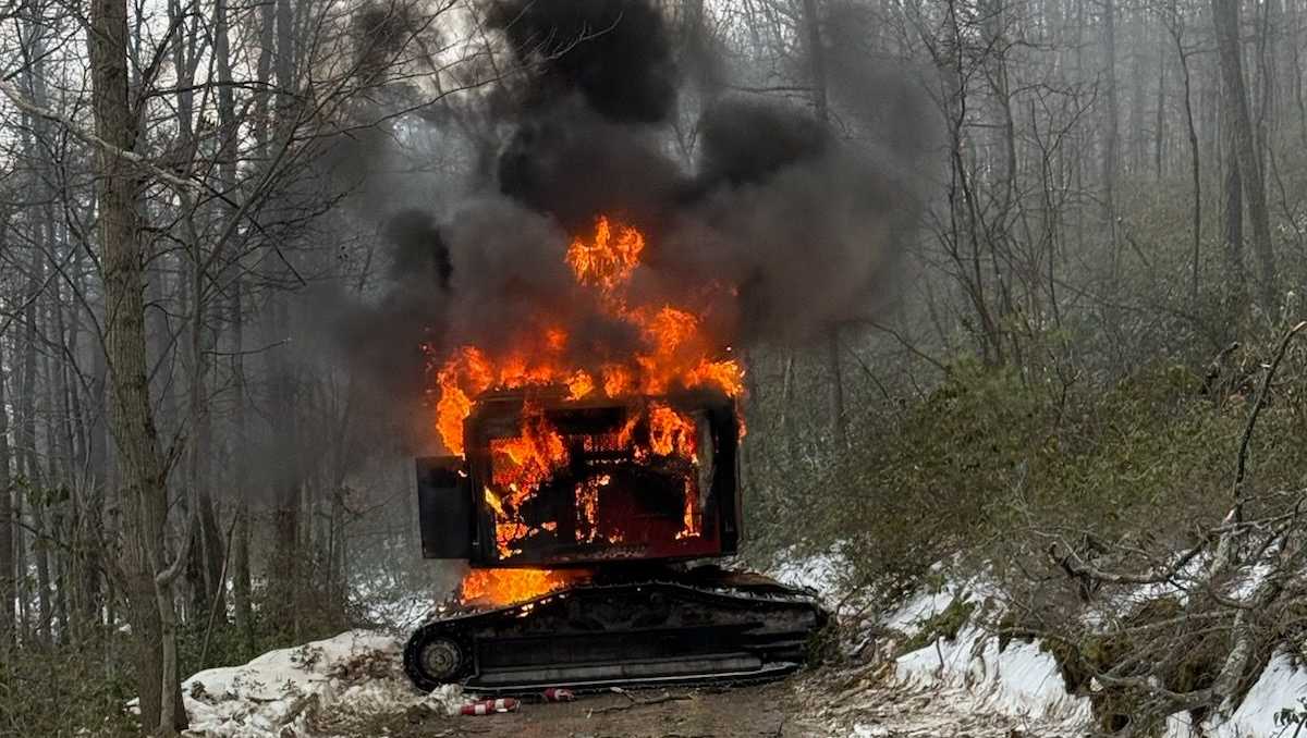 Flames engulf piece of logging equipment in Cumberland County, Pa. - WGAL