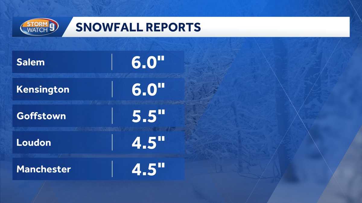 New Hampshire snow totals by town: Feb. 7, 2026 - WMUR