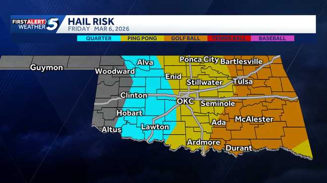 viernes 6 de marzo de 2026 oklahoma riesgo de granizo