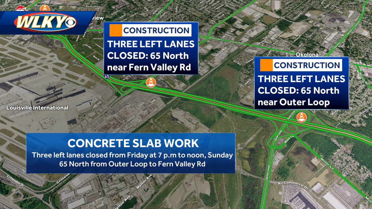Traffic alert: Lanes closing on I-65 this weekend for road repairs