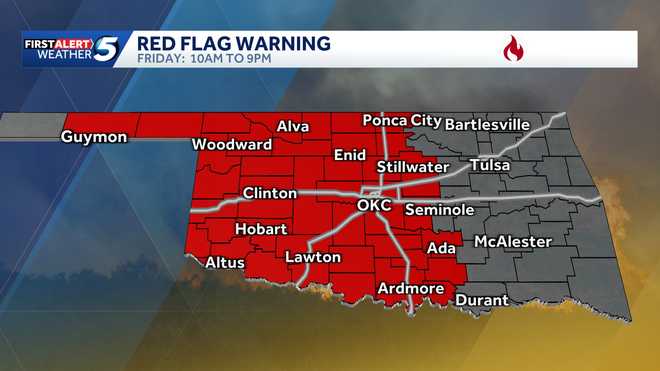 Oklahoma sees fire danger amid red flag warning, stronger winds