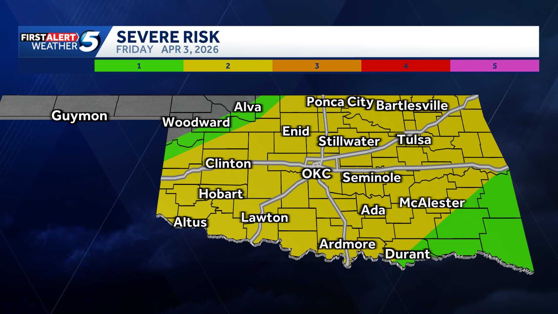 Oklahoma Weather: Severe storms with tornado risk return Friday - KOCO
